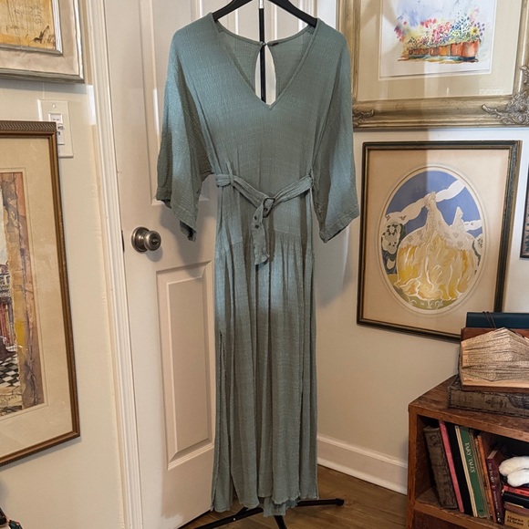Free People Sage Green Long Sleeve Dress - Picture 1 of 6